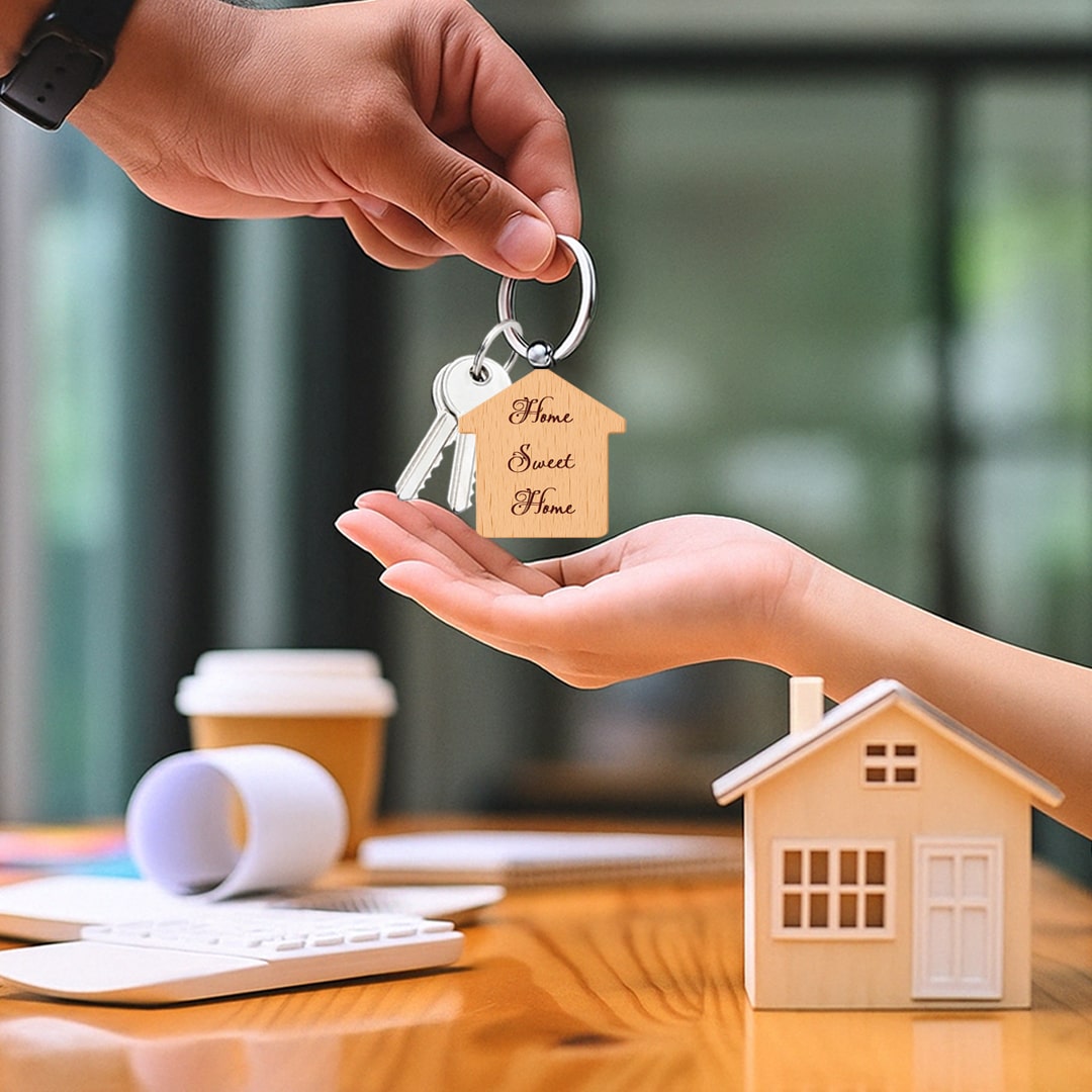 wooden keychain home sweet home