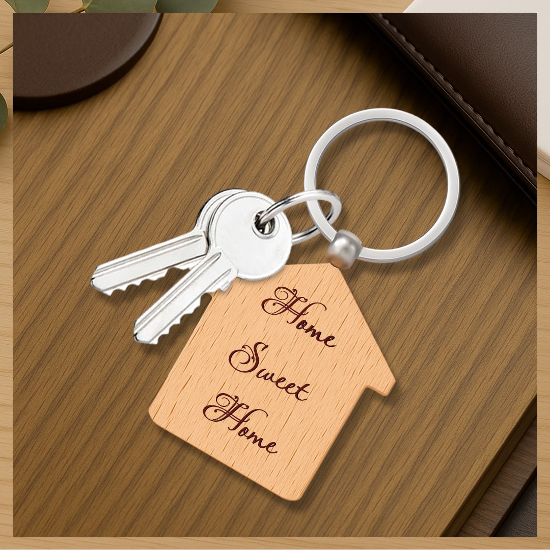 wooden keychain home sweet home
