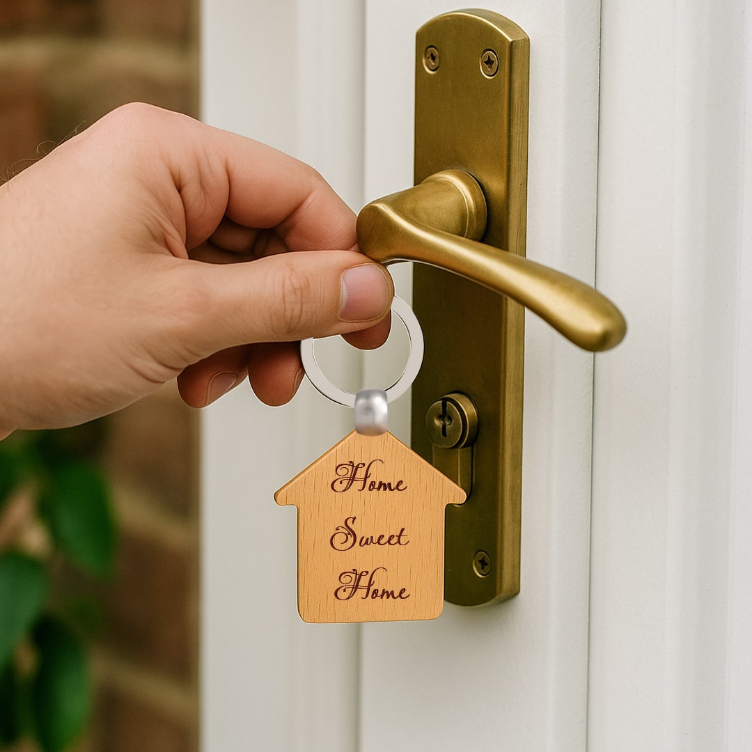 wooden keychain home sweet home