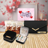 Best Valentine Gift for Her: Personalized Jewelry Box, Wallet, and Chocolates - Black