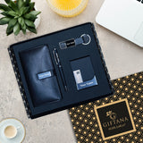 Giftana Personalized Card Holder, Diary with Pen, Keychain with Name - Black