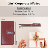 Personalized Handy B6 Notebook Diary and Pen - Brown