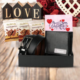 Personalized Valentine Gift Set for Him: Belt, Wallet, Loyka Chocolates & Card