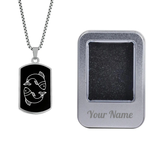 Personalized Name Pisces Zodiac Mens Fashion Jewellery Gift Rectangle Pendant Necklace