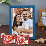 Personalized Blue Photo Frame & Kit Kat Duo – Add Your Picture