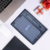 Personalized Handy Jute Notebook Diary and Pen - Grey