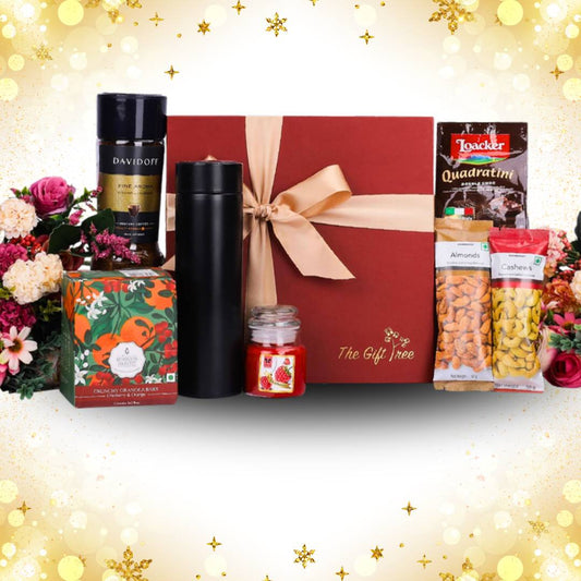 Coffee, LED Bottle & Dried Fruit Festive Gift Hamper