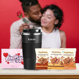 Personalized 734 Tumbler with Loyka Sweets & Black Valentine Card - Perfect Valentine's Gifts