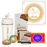 Giftana Personalized Tumbler, Loyka Assorted Chocolates, Elegant Diyas and Gretting Card for Diwali Gift.