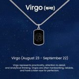 Personalized Name Virgo Zodiac Mens Fashion Jewellery Gift Rectangle Pendant Necklace