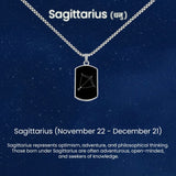 Personalized Name Sagittarius Zodiac Mens Fashion Jewellery Gift Rectangle Pendant Necklace