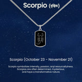 Personalized Name Scorpio Zodiac Mens Fashion Jewellery Gift Rectangle Pendant Necklace