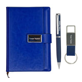 Giftana Personalized 3 in 1 Diary, Pen and Metal Keychain for Her - Blue