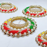 Giftana Multicolor Traditional Golden Diya Holders for Diwali (Pack of 4)