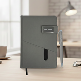 Stylish Personalized Gift Set : PU Leather Jute Diary & Pen