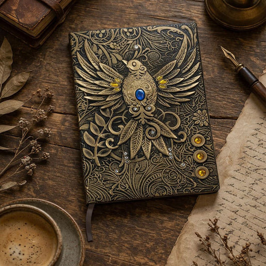 Phoenix Bronze Leather Handmade Antique Diary Gift