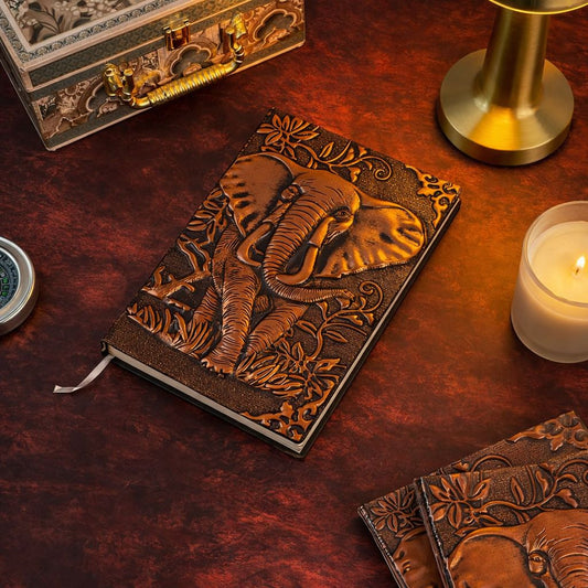 Elephant Inspired Leather Writing Journal Antique Diary