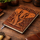 Elephant Inspired Leather Writing Journal Antique Diary