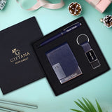 Personalized 3-in-1 Gift Set: Custom Card Holder with Pen & Keychain - Blue