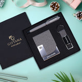 Personalized 3-in-1 Gift Set: Custom Card Holder with Pen & Keychain - Grey