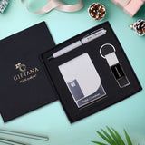 Personalized 3-in-1 Gift Set: Custom Card Holder with Pen & Keychain - White