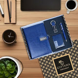 4 in 1 Personalized Diary with Pen, Card Holder & Metal Keychain Gift Set - Blue