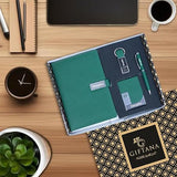 4 in 1 Personalized Diary with Pen, Card Holder & Metal Keychain Gift Set - Green