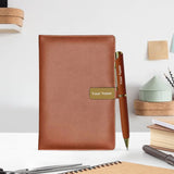 Customized Name Scribble Your Thoughts Notebook Diary & Pen - Golden Tan