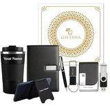 7-in-1 Customized Gift Set with Pen, Diary, Keychain, Card Holder, Mobile Stand, Pen Drive & Coffee Tumbler - Black