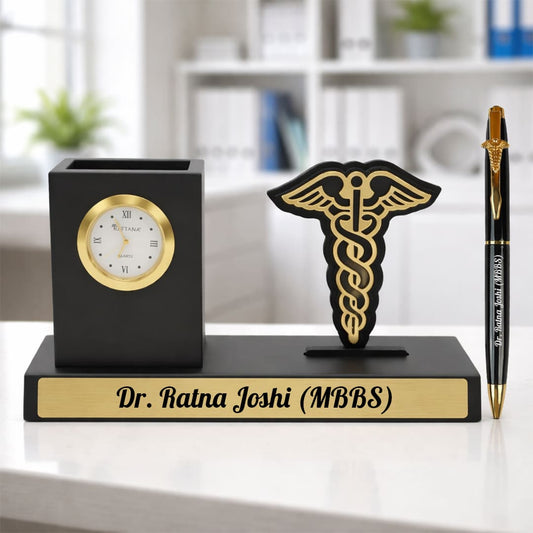 Best Personalized Gift for Doctors with Pen Stand Clock Set
