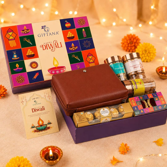 Best Diwali Gifts – Sweet Indulgence & Stylish Pouch with card