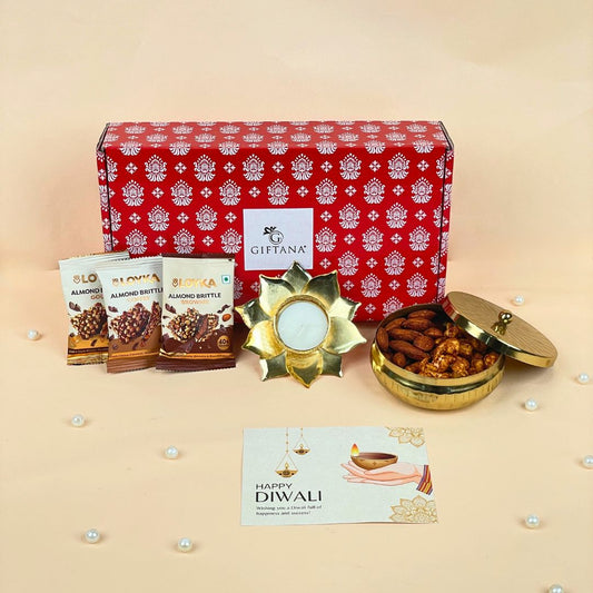 Best Gifts for Deepavali with Dry Fruits, Brittle & Lotus Diya