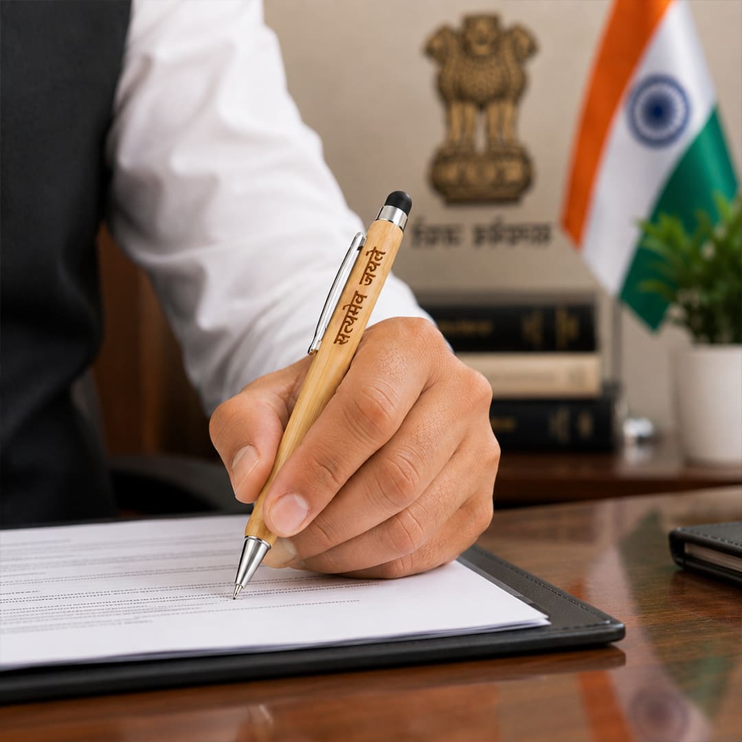 Bharat Legacy Edition - Satyamev Jayate Wooden Diary & Pen Set