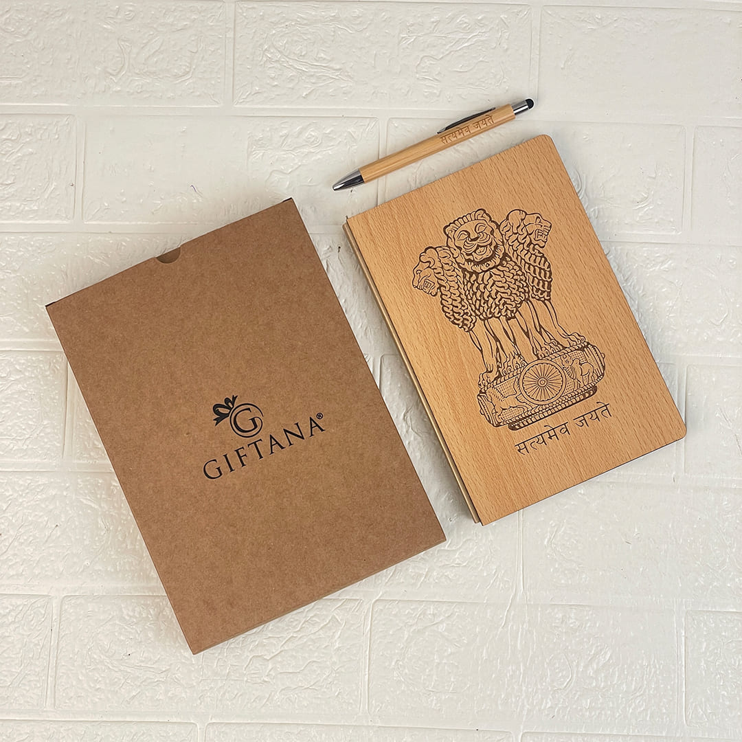 Bharat Legacy Edition - Satyamev Jayate Wooden Diary & Pen Set