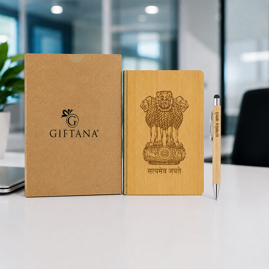 Bharat Legacy Edition - Satyamev Jayate Wooden Diary & Pen Set