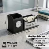 Classic Personalized Gifts : Custom Desk Organizer with Clock-silver