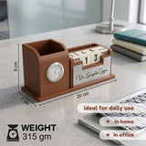 Classic Personalized Gifts : Custom Desk Organizer with Clock-silver
