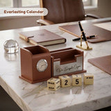 Classic Personalized Gifts : Custom Desk Organizer with Clock-silver