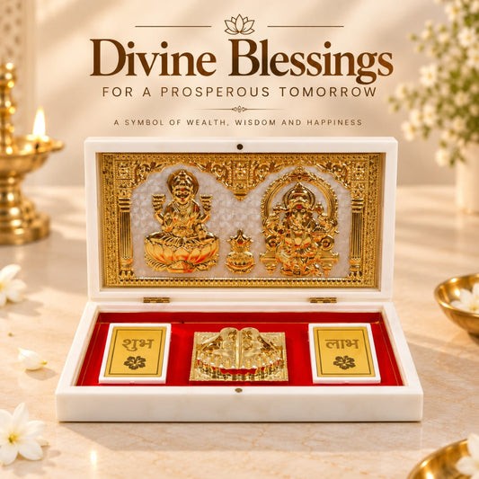 Premium Diwali Gifts – Grand Laxmi Ganesh Charan Hamper with Dry Fruits, Ferrero & Diyas