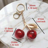 Cherry Keychain Cute Red Charm Key Ring for Bags and Keys