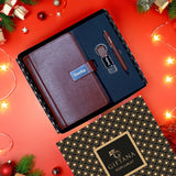 Christmas Combo Customized Diary, Keychain and Pen - Brown