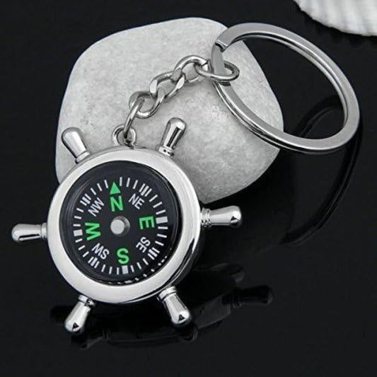 Compass Keychain for Travel Gifting Ship Wheel Keyring Design