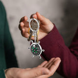 Compass Keychain for Travel Gifting Ship Wheel Keyring Design