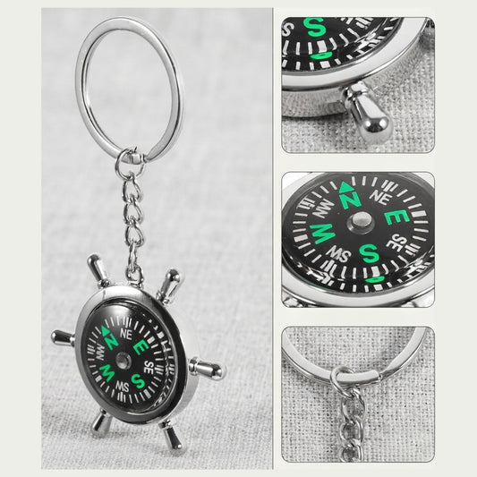 Compass Keychain for Travel Gifting Ship Wheel Keyring Design