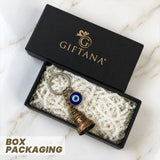 Giftana Guardian Bell Keychain with Evil Eye Charm Silver Hook