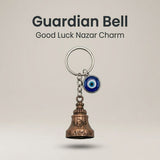 Giftana Guardian Bell Keychain with Evil Eye Charm Silver Hook