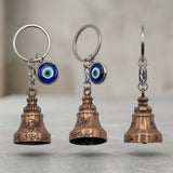 Giftana Guardian Bell Keychain with Evil Eye Charm Silver Hook