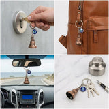 Giftana Guardian Bell Keychain with Evil Eye Charm Silver Hook