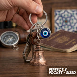 Giftana Guardian Bell Keychain with Evil Eye Charm Silver Hook