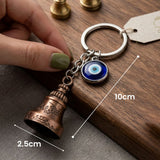Giftana Guardian Bell Keychain with Evil Eye Charm Silver Hook
